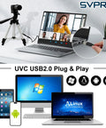 Ultra HD 8000x6000 48MP USB Camera With 5-50mm Zoom Lens setup, connected to laptop and various operating systems display icons.