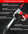 Powerful 5800W 6500W Electric Concrete Saw With Water Fed Dust Suppression And Two Diamond Chains Plus Guide Bar for precise cuts.