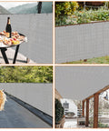 Balcony Privacy Screen For Decks And Patios No Fuss Install With 200 GSM HDPE Fencing Cover 95 Percent Sun Block shown in use