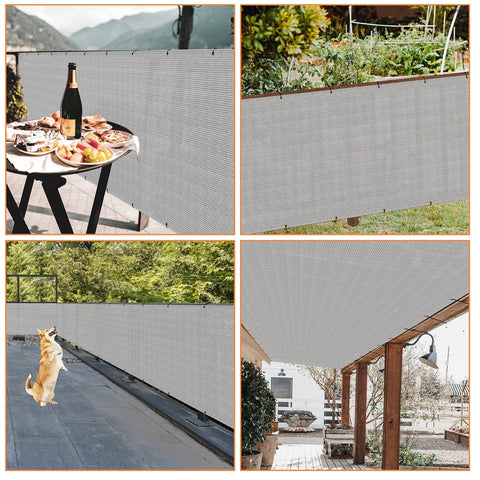 Balcony Privacy Screen For Decks And Patios No Fuss Install With 200 GSM HDPE Fencing Cover 95 Percent Sun Block shown in use