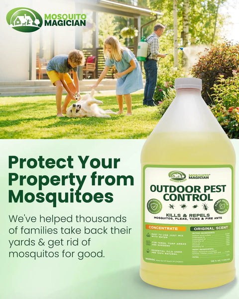 All In One Yard Bug Control Liquid Concentrate Slays Skeeters Fleas And Fire Ants Repels And Prevents Ticks Essential Oil Spray 1 Gallon.