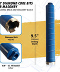 Amazon 2-inch dry diamond core drill bit for masonry with blue body, 9.5 in drilling depth, 5/8-11 arbor