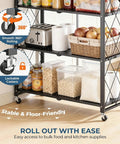 Close-up of Heavy Duty Black 3 Tier Foldable Metal Bookshelf Delivers Smooth Moving Storage Wins For Cramped Rooms And Zero Fuss Organization Anywhere You Kick Back with lockable casters and kitchen supplies.