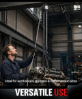Man using Hand Chain Hoist 1 Ton Capacity With 10 Ft Chain 2 Beefy Heavy Duty Hooks Manual Chain Fall in warehouse