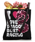I Love Dragon Boat Racing Tote Bag For Paddlers And Dragon Boat Teams with groceries visible