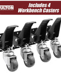Legit Heavy Duty Retractable Caster Kit For Workbenches And Workshop Tables With Durable Urethane Wheels, includes 4 lockable casters.