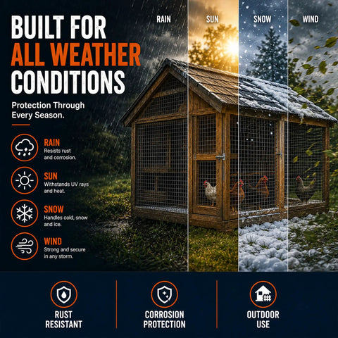 No Nonsense Heavy Duty Half Inch Hardware Cloth 24 X 50 Feet Roll True 19 Gauge Hot Dip Galvanized Welded Wire Mesh protecting coop in all weather.