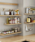 Heavy Duty L Shelf Brackets Built Tough 6 Inch Hidden Mount Corner Wall Shelves Supports in a kitchen setting