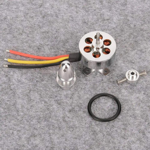 RC Brushless Motor 1700KV for Fixed Wing Planes Lightweight Replacement Part shown with components on grey surface