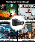 Rock Solid Aluminum Build 4K HD Webcam With Cs Mount 5 To 50 MM Telephoto Zoom Lens Plug And Play shown in diverse applications like online education.