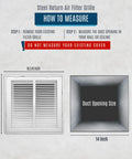 Return Air Grille For 14x14 Duct Opening With Filter Included And Removable Door Steel White Wall Vent Cover measurement guide