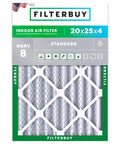 20x25x4 Air Filter MERV 8 Pleated Electrostatic For Universal HVAC Replacement Heavy Duty Dust And Allergy Defense Fits Furnaces And ACs