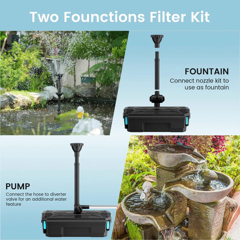 Easy Install Pond Filter Pump Fountain Kit With UV Clarifier 660 GPH 40W for Outdoor Ponds, Koi Pond Garden Ponds, and Water Features