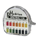 Wide Range pH Test Paper Dispenser With Spectral Insta Chek 1 To 14 pH, 15 Foot Roll, Color Chart Included, Distinct Color Change For Each Full pH Unit, Great For Lab Or Home Chemistry, Case Of 10 product image showing pH color chart on dispenser
