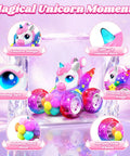 Glowing Crystal Wing Unicorn RC Car For Girls Pink Remote Control Stunt Car With 360 Degree Rotation Eye Lights Rainbow Petal Design