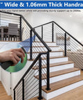 Top Notch Grade 304 Stainless Steel Handrail Top Rail 8 Ft Cut To Fit Deck Railing With Slick Black Finish That Anchors Like A Rock For Outdoor Stairs Porches And Indoor Landings No Fuss Install, 2 inch wide handrail on stairs.