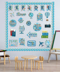 Travel The Map Bulletin Board Set For Classroom Decor With World Map Borders Adventure Cutouts And Explore Motivational Banners