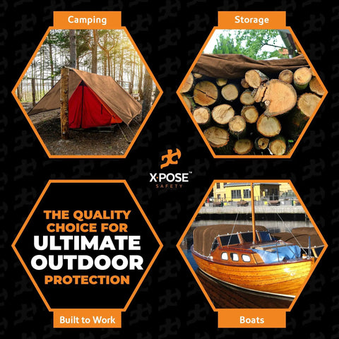 Multipurpose Protective Cover Brown Poly Tarp 20 Ft By 25 Ft features camping, storage, boats protection for all weather.