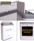Lint Bin With Lid For Laundry Room, Small Magnetic Wall Mount Trash Can, Tiny Waste Basket, Compact Mini Organizer in use