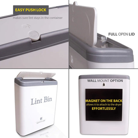Lint Bin With Lid For Laundry Room, Small Magnetic Wall Mount Trash Can, Tiny Waste Basket, Compact Mini Organizer in use