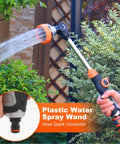 Long 18.5 Inch Garden Hose Wand With 180 Degree Swivel Head And 8 Spray Patterns For Easy Watering in use on plants