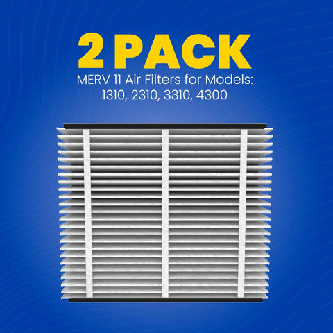 MERV 11 Replacement Filter For Whole House Purifiers 20x20x4 Pack Of 2 Fits 1310 2310 3310 4300 on blue background