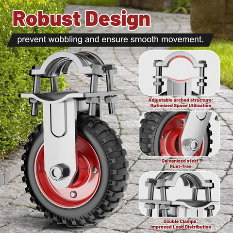 Heavy Duty Gate Wheel 6 Inch Fits Metal Tube Gates One And One Quarter Inch To Two And One Quarter Inch OD Anti Slip Tire Grade Rubber