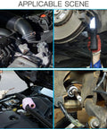 Three Eighths Inch Universal Inner Tie Rod Removal Tool For Quick No Hassle Steering Work Fits All Standard Tie Rods Heavy Duty Wrench For Home Mechanics And Pros Pro Grade Quality Delivers Smooth Removal And Replacement. Inner tie rod removal tool in engine bay and undercarriage
