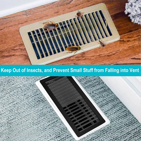 Magnetic Vent Covers 4 Pack For Floors Walls Ceilings 4x10 Inch PVC Register Covers With Strong Magnets installed on floor vent
