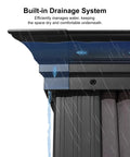 Close-up of 12 By 20 Ft Permanent Hardtop Aluminum Gazebo With Rock Solid Galvanized Steel Roof and built-in drainage system