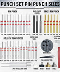 Pin Punch Set 40 Piece Steel And Brass With Hammer And Bench Block For Mechanical Repair Workhorse Tool Kit Display