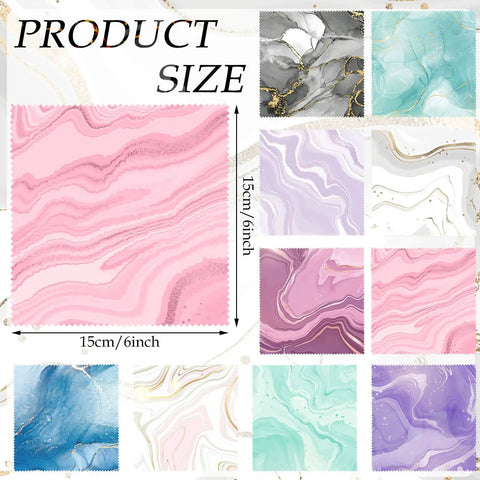 20 Pack Microfiber Cleaning Cloths Set For Eyeglasses, Camera Lenses, And Phone Screens, Marble Design Soft Wipes, 6x6 Inches