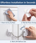 Installation of Child Proof Door Lock And Cat Door Latch, Adjustable Door Strap for Kids Safety, No Drill Adhesive.