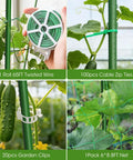 U Shaped Garden Trellis for Climbing Plants and Cucumbers in Raised Beds Backyard Outdoor Metal Arch Trellis for Vines Rustproof Stainless Core With Plastic Coating Stable Arch Frame Space Saver Plant Support featuring green wire, zip ties, garden clips, and netting