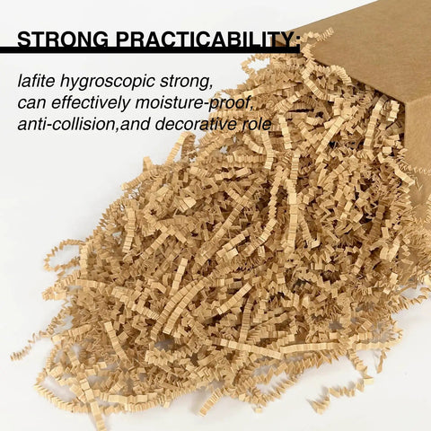 2Lb Crinkle Cut Paper Shred Filler For Gift Baskets And Packaging spilling from box on white background