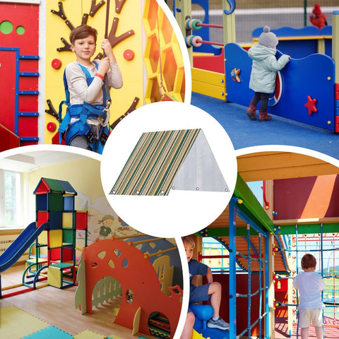 Canopy Replacement For Swing Sets With 600D Oxford Cloth And PVC Coating, 228x109 cm, displayed with playground scenes