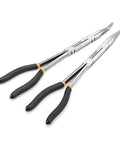 Double X Pliers Set With Straight And 45 Degree Angles, Two Piece Narrow Profile Jaws, Flush Rivets, Black Grips