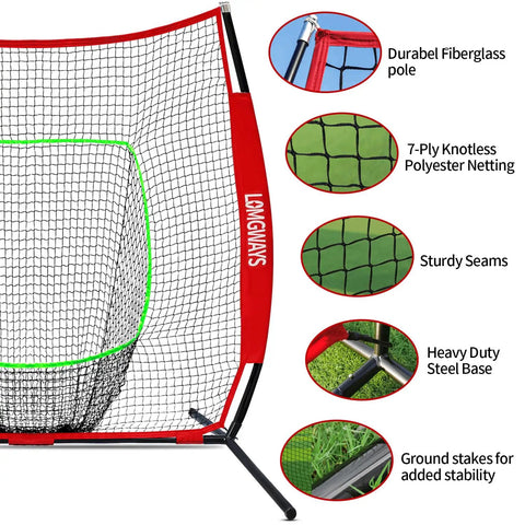 7x7 Baseball Practice Net With Sturdy Steel Frame For Batting Hitting And Pitching Portable Softball Net With Carrying Bag