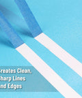 0.7 Inch Painter's Tape 3 Pack With 54 Yards Each For Sharp Lines And Easy Removal, showing clean, sharp blue edges on surface.