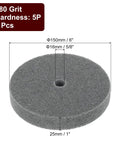 Two Pack Six Inch By One Inch 180 Grit Nylon Fiber Polishing Wheels With Five Eighth Inch Arbor, 6x1 inch pads for bench grinder use.