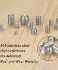 240 Pcs Set Screws Assortment Kit With Allen Keys In M3 M4 M5 M6 M8 Sizes Premium 304 Stainless Steel on wooden surface