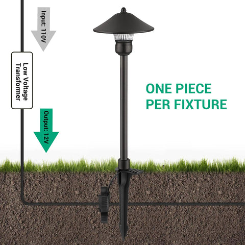 Diagram showing 20 Pack Low Voltage Wire Connectors For Landscape Lighting, illuminating pathway light, waterproof design.