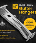 6 Inch Gutter Hangers Quick Mount Heavy Duty Hidden Brackets With Pre Assembled Inserted Gutter Screws For Aluminum Gutters