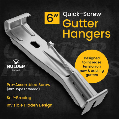 Heavy Duty 6-Inch Gutter Hangers With Hidden Brackets And Preassembled Screws For Fast Install, DIY Gutter Repair Parts