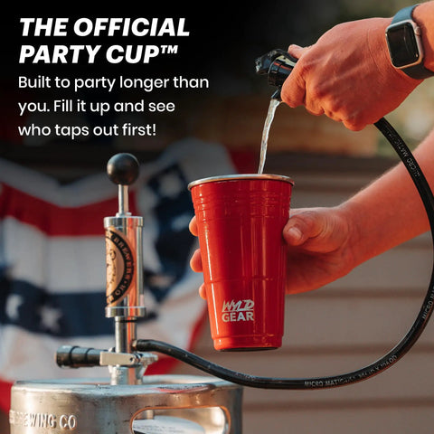 Person filling Red 24 Oz Insulated Stainless Steel Party Cup With Lid No Sweat Double Wall Vacuum Insulated Tumbler