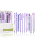 Pastel Purple Gel Pen Set 12 Pack With One Matching Highlighter Black Ink 0.5mm Fine Point Smooth Gel Pens For Journaling School And Office Aesthetic Girly Stationery