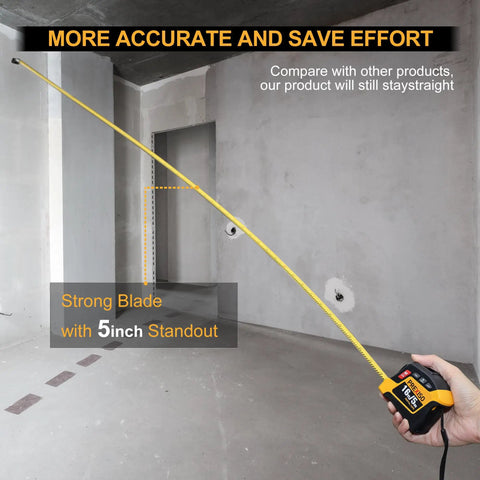 Two In One Digital Tape Measure With 16 Ft Rechargeable Tape Pocket Friendly No Laser Auto Retract Clear High Precision Digital Readout Easy To Use For Home Renovations DIY Projects And On Site Measurements showing 5-inch stand out