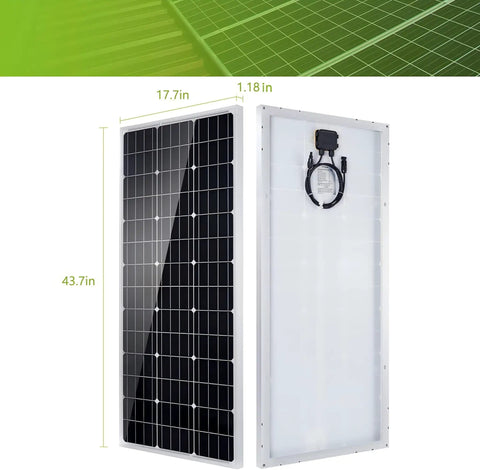 100 Watt Monocrystalline Solar Panel Kit For Off Grid Power In Homes, RVs, Boats And Cabins With 30A 12V 24V Solar Charge Controller