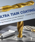 13 Piece Combination Tap Set With HSS Titanium Coated Threading Taps, Ultra TiAIN Coating Highlighted