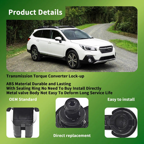 Subaru Torque Converter Clutch Lock Up Solenoid 3.2 To 3.7 Ohm Replacement For Lineartronic CVT TR580 TR690 Outback Impreza Legacy Forester Replaces 926-408 31825AA050 31825AA051 31825AA052, black valve body close-up